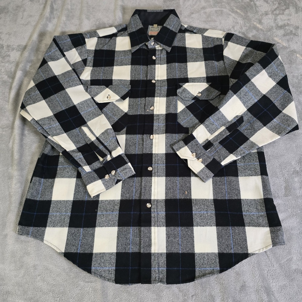 Outdoor Exchange Shirt Mens Large Black And White Gingham Plaid Flannel Outdoors